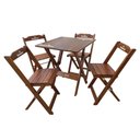 Ver imagem 2 de Kit 4 Conjuntos Mesa Dobrável Madeira 70x70 com 4 Cadeiras Personalizada Hei Imbuia - Tarimatã
