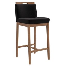 Banqueta Alta Madeira Tec Poly 257 G2 Dani - Volttoni - Nogueira - 1