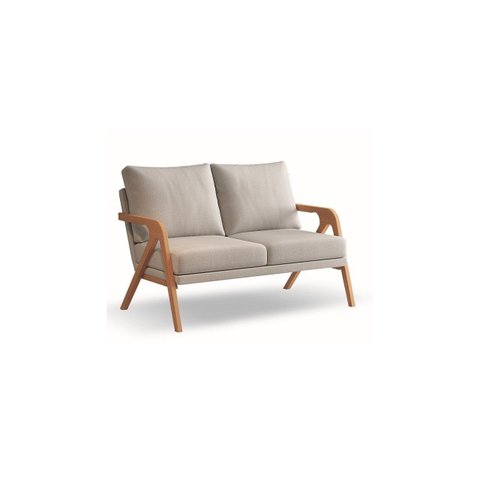 Poltrona Namoradeira Spazio 2 Lugares em Tecido Tipo Linho