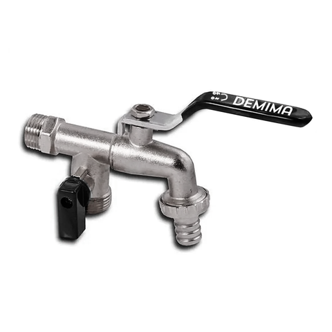 Torneira Tanque Jardim Máquina Dupla Saída 1/2 e 3/4 Demima de Jardim com Adaptador Saída Dupla Tanq