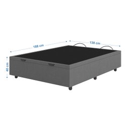 Base Cama Box Baú Casal Linho Cinza SkyBox - 2