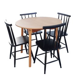 Jogo de Jantar Colonial Brisa Mesa 90 Cm Mel + 04 Cadeiras Preta Rustico - 4