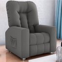 Ver imagem 2 de Poltrona do Papai Bean 82cm Reclinável Manual Suede Cinza - Sallar Home