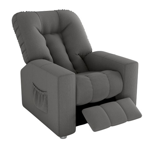 Poltrona do Papai Bean 82cm Reclinável Manual Suede Cinza - Sallar Home