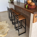 Ver imagem 1 de Banqueta Quadrada Bistro Industrial Alta Casa Bar Cozinha:jambo