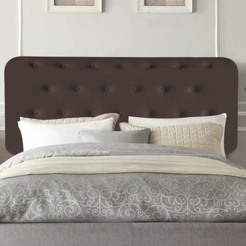 Painel Estofado Luxo Capitonê Brenda 195cm King Size para Cama Box Corino Marrom - Gat Magazine