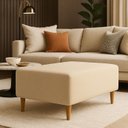 Ver imagem 4 de Kit 2 Puffs Bela Manu Decor Madri Sued Bege com Pés Palito