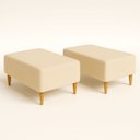 Ver imagem 1 de Kit 2 Puffs Bela Manu Decor Madri Sued Bege com Pés Palito