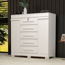 Ver imagem 2 de Cômoda Diana 2 Portas 5 Gavetas 100% Mdf Branco - Acp Móveis