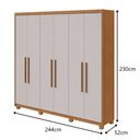 Ver imagem 2 de Guarda-Roupas Casal Aries 6 Portas 5 Gavetas sem Espelho com Pés - Lp - Rei de Casa Amendoa Clean/Of