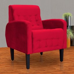 Poltrona Decorativa Luiza Para Sala de Tv Veludo Vermelho - 5