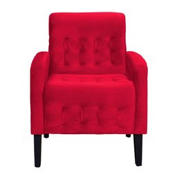 Poltrona Decorativa Luiza Para Sala de Tv Veludo Vermelho - 2