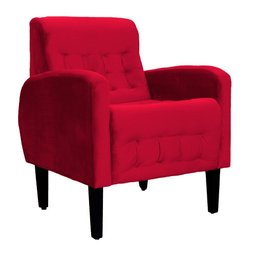 Poltrona Decorativa Luiza Para Sala de Tv Veludo Vermelho - 1