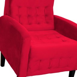 Poltrona Decorativa Luiza Para Sala de Tv Veludo Vermelho - 3
