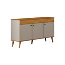 Ver imagem 1 de Buffet Jade Gold 3 Portas 3 Prateleiras MDF-MDP com Pés Inclinados Cinamomo e Off White Leifer