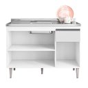 Ver imagem 3 de Balcão de Pia Tatiane 120 Cm e Armário Cozinha Kit Márcia Branco Brilho - Ajl