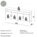 Ver imagem 2 de Balcão Estilo Industrial F45 180cm 4 Portas em Mdf Freijó Preto Fosco Dalla Costa