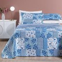 Ver imagem 4 de Colcha + Jogo de Cama Bouti Estampado Queen 07 Peças 100% Poliéster - Azul Sereno