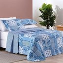 Ver imagem 6 de Colcha + Jogo de Cama Bouti Estampado Queen 07 Peças 100% Poliéster - Azul Sereno