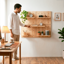 Ver imagem 4 de Quadro Criativo Pegboard Madeira Prateleira Organizadora Painel Multifuncional Madeira Decoração