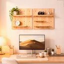 Ver imagem 3 de Quadro Criativo Pegboard Madeira Prateleira Organizadora Painel Multifuncional Madeira Decoração