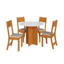 Ver imagem 1 de Conjunto Mesa de Jantar Alice Sofia Redonda 4 Cadeiras Freijó Offwhite Linho - Indekes