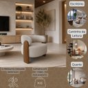 Ver imagem 7 de Poltrona Curva Orgânica Moderna Linho Bege Corino Caramelo Linha Premium Sala Quarto Recepção Escrit