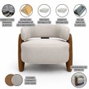 Ver imagem 6 de Poltrona Curva Orgânica Moderna Linho Bege Corino Caramelo Linha Premium Sala Quarto Recepção Escrit