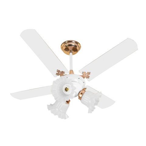 Ventilador De Teto New Zeta Venti-Delta Cobre 4 Pás MDF 220V Branco/Branco