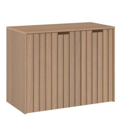 Balcão Gabinete Para Banheiro 80 cm 02 Gavetas E 01 Porta Nice B06 Nogal Noce Amêndoa - Lyam
