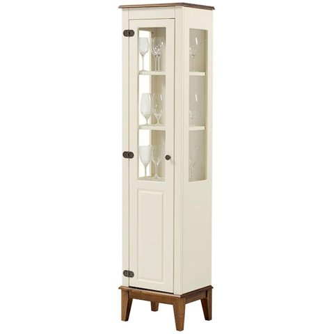 Cristaleira Laura 1 Porta Cor Off White com Amendoa 180 Cm - 63430