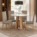 Ver imagem 1 de Sala de Jantar Estilo Red Vidro com 4 Cadeiras Nice Bege/Mel/Caramelo/Off White