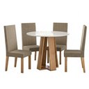 Ver imagem 2 de Sala de Jantar Estilo Red Vidro com 4 Cadeiras Nice Bege/Mel/Caramelo/Off White