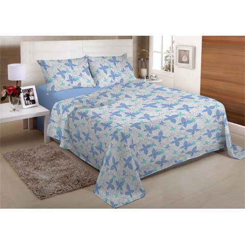 Jogo de Cama Casal 3 Peças (138) com Elastico 70% Algodao 30% Poliester - Encanto:12