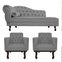 Ver imagem 1 de Kit Diva Recamier Juliana 160cm Lado Direito e 02 Poltronas Classic Suede Cinza - Amarena Móveis