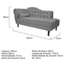 Ver imagem 4 de Kit Diva Recamier Juliana 160cm Lado Direito e 02 Poltronas Classic Suede Cinza - Amarena Móveis