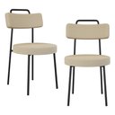 Ver imagem 1 de Kit 02 Cadeiras Sala de Jantar Kobe Estofada com Encosto Linho Bege - Desk Design