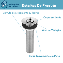 Válvula p/ Lavatório s/ Ladrão 7/8 LATÂO 11 cm - 3
