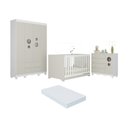 Ver imagem 1 de Quarto de Bebê Completo Berço Americano 3 em 1 Colchão Suspiro Multimóveis Mp4632 Branco/off