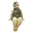 Ver imagem 1 de Escultura Banhista Resina Sentada Maiô Mosaico Touca Marrom