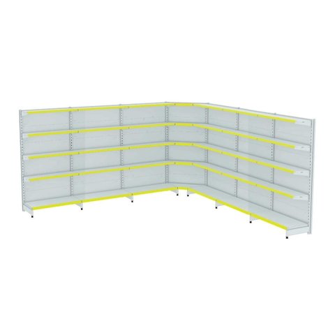 Gondola Parede 202 Amapa Fit Kit 6 Metros 1 Canto Porta Etiqueta Amarelo Amapá
