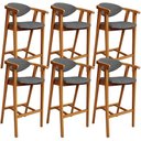 Ver imagem 1 de Kit 06 Banquetas Alta Cozinha Bancada Bar Sala de Jantar Fixa Cecília L02 Linho Cinza Escuro - Lyam