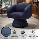 Ver imagem 2 de Poltrona Giratória Orgânica Maya Tecido Linho Premium Design Redondo Sala Quarto Suporta 150kg:Linho