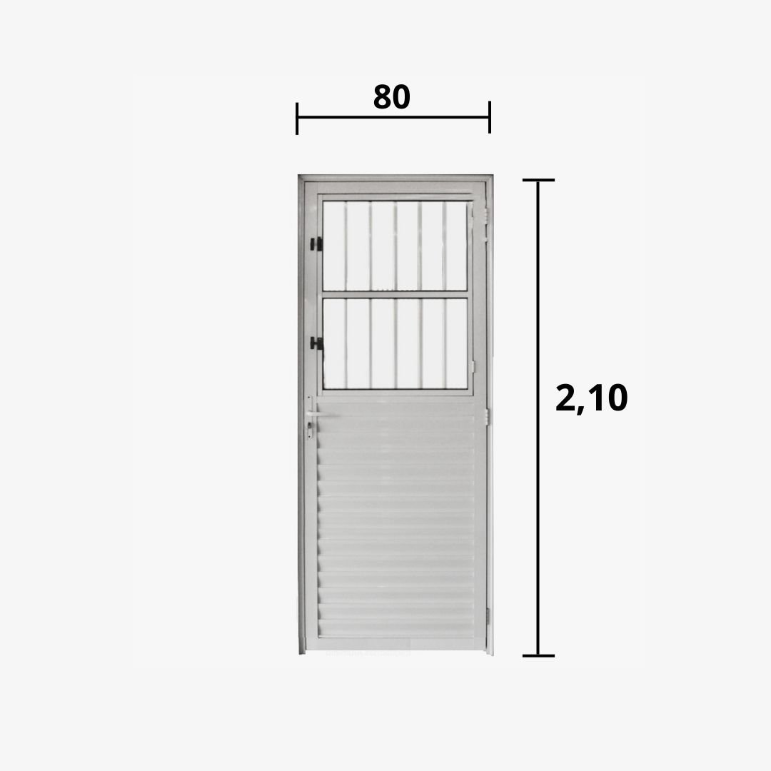 Porta Postigo Aluminio Branco 2.10 x 0.80 Lado Direito - Hale - 2