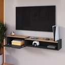 Ver imagem 3 de Rack Bancada Parede Home Supremo Tv 55 Polegadas Nicho Porta Puxador Concha Sala Quarto Moderno