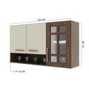 Ver imagem 4 de Armário Aéreo Modulado Vazado com Vidro Fidelitá Lisboa 120cm 3 Portas Noce/Off-White