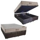 Ver imagem 1 de Cama Box Baú Queen Suede Bipartido + Colchão Ortobom Airtech Molas Ensacadas 65x158x198 Marrom