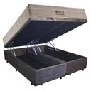 Ver imagem 3 de Cama Box Baú Queen Suede Bipartido + Colchão Ortobom Airtech Molas Ensacadas 65x158x198 Marrom