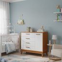 Ver imagem 2 de Comoda Sapateira Flip 1 Porta 4 Gavetas Branco Fosco com Savana