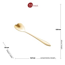 Cj 4 Colheres Aço Inox para Chá Heart Dourado Wolff - 4